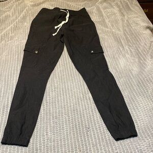 Black drawstring elastic waist pants